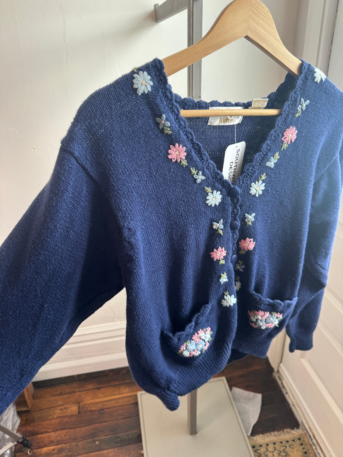 Vintage Floral Navy Cardigan