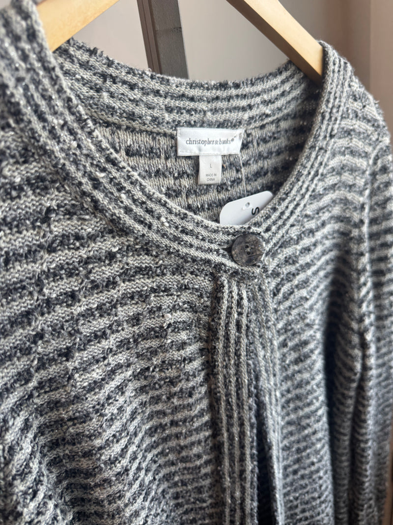Striped Cardigan Grey Sweater