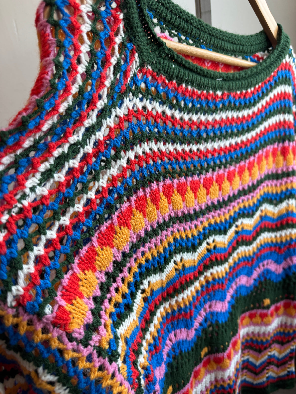 Bright Crochet Sweater- L