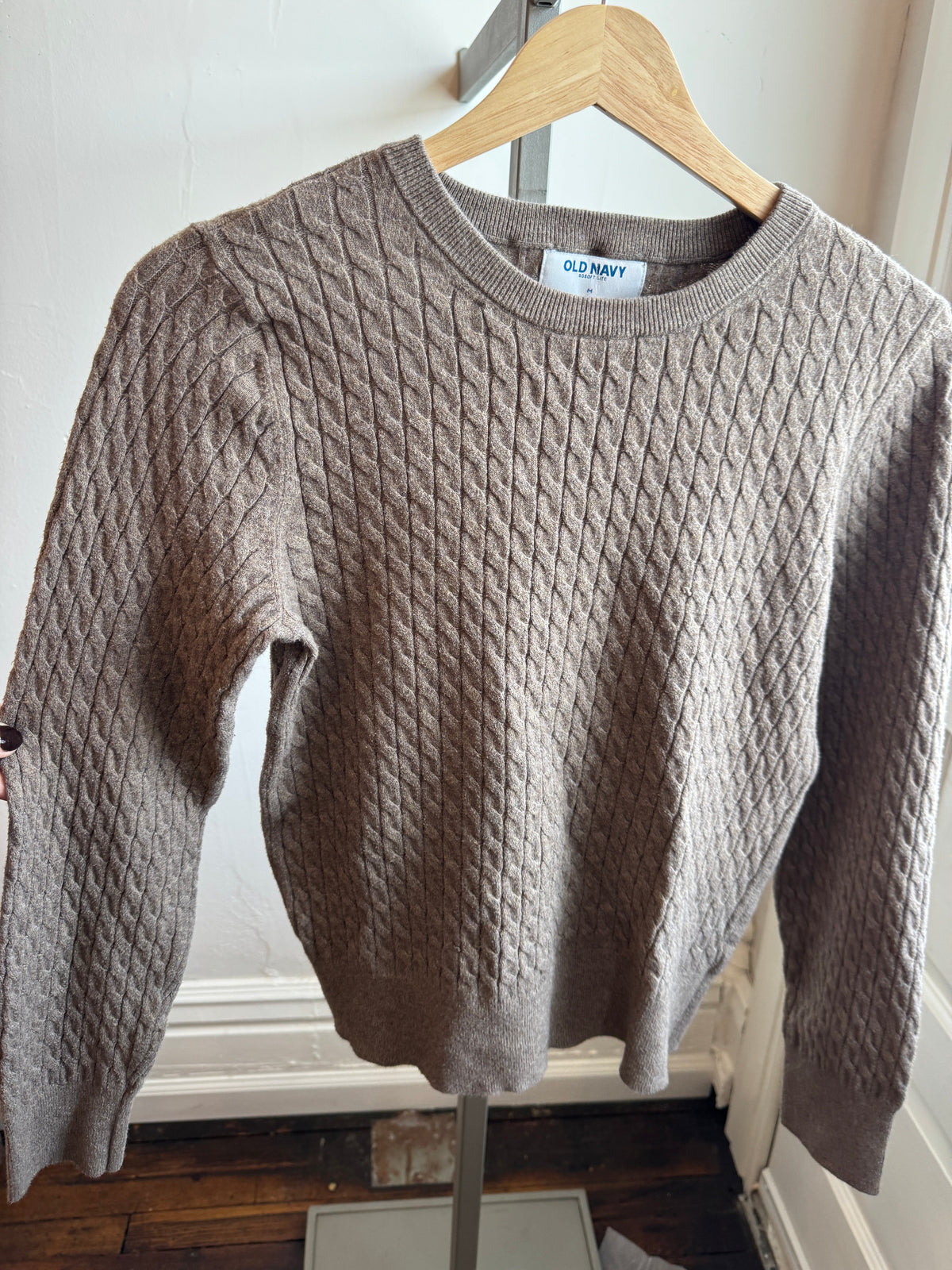 Old Navy Taupe Cable Knit Sweater- S/M