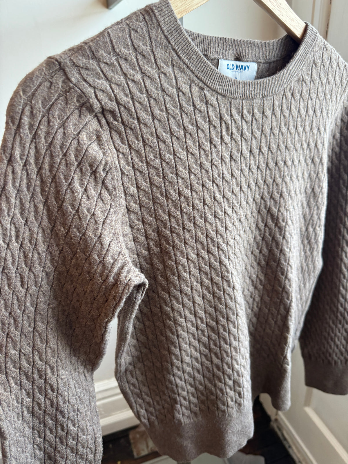 Old Navy Taupe Cable Knit Sweater- S/M