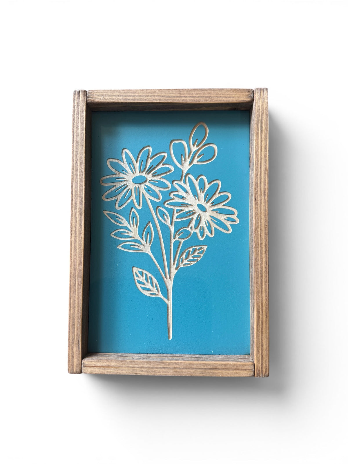 5x8" Mini Carved Teal Daisy Sign