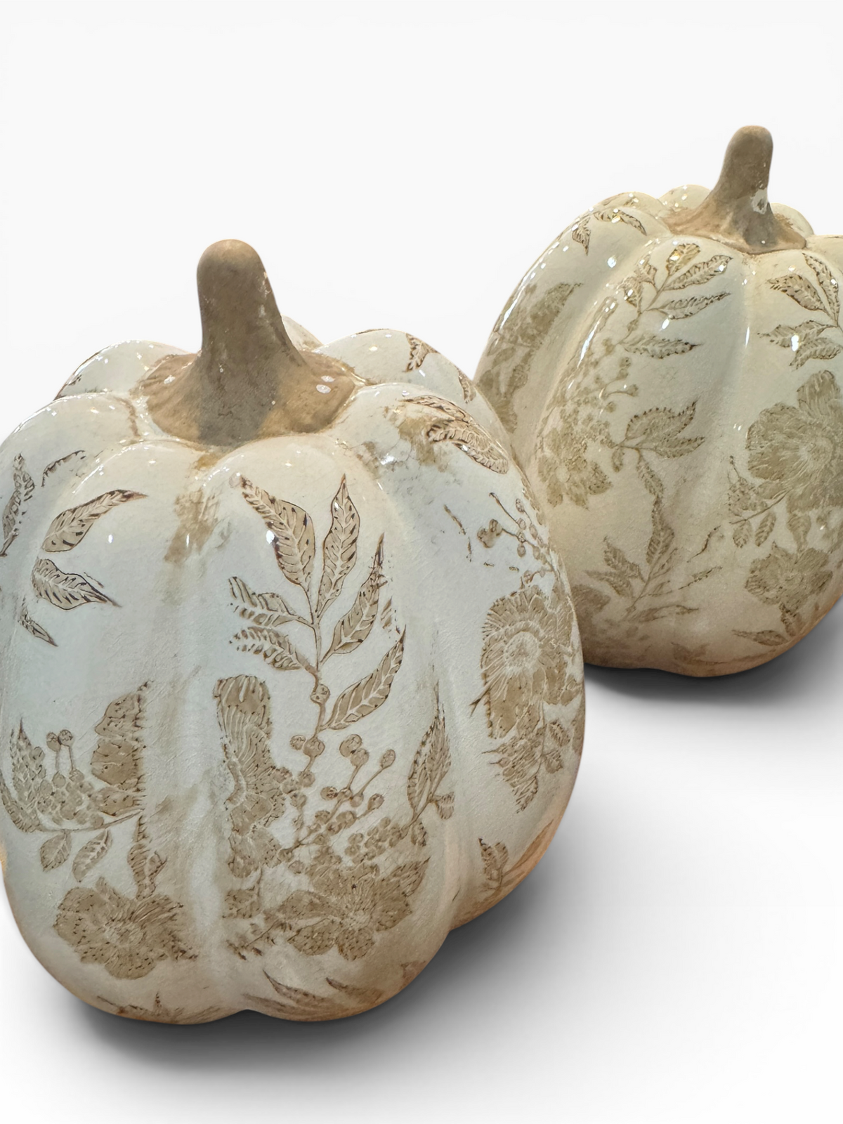 Tan and Cream Floral Pumpkins