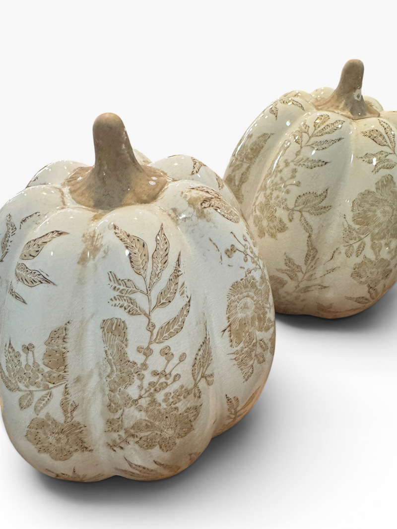 Tan and Cream Floral Pumpkins