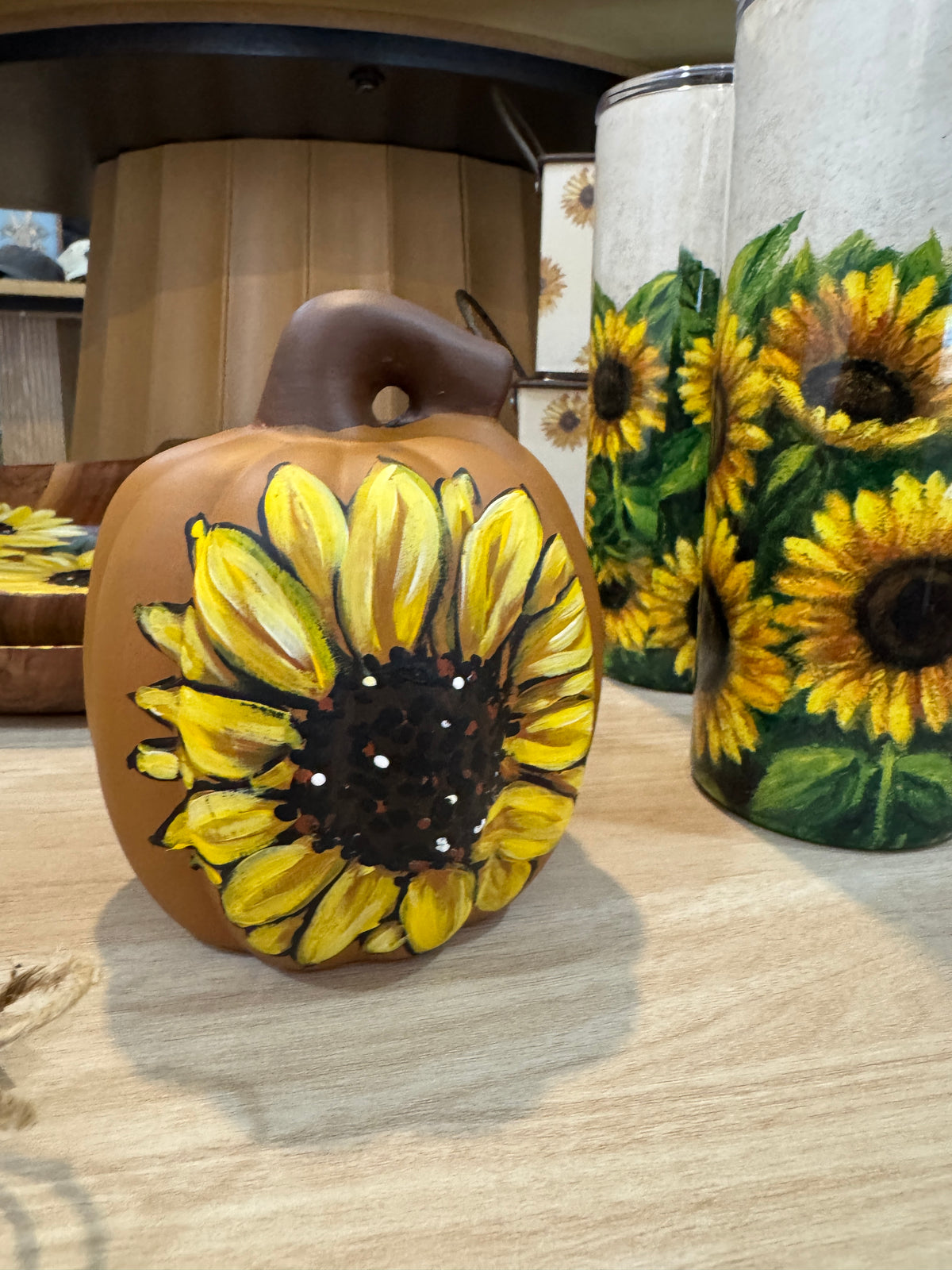 Hand Painted Gold Sunny Pumpkin- Small