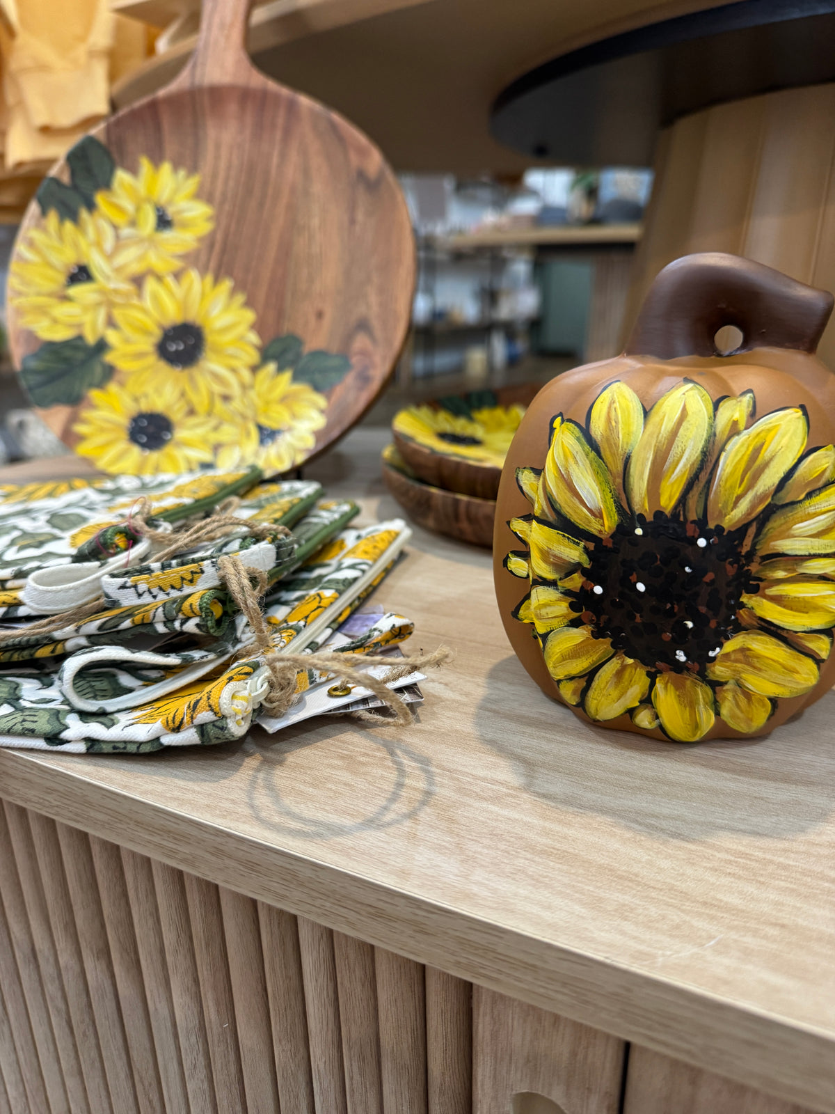 Hand Painted Gold Sunny Pumpkin- Small