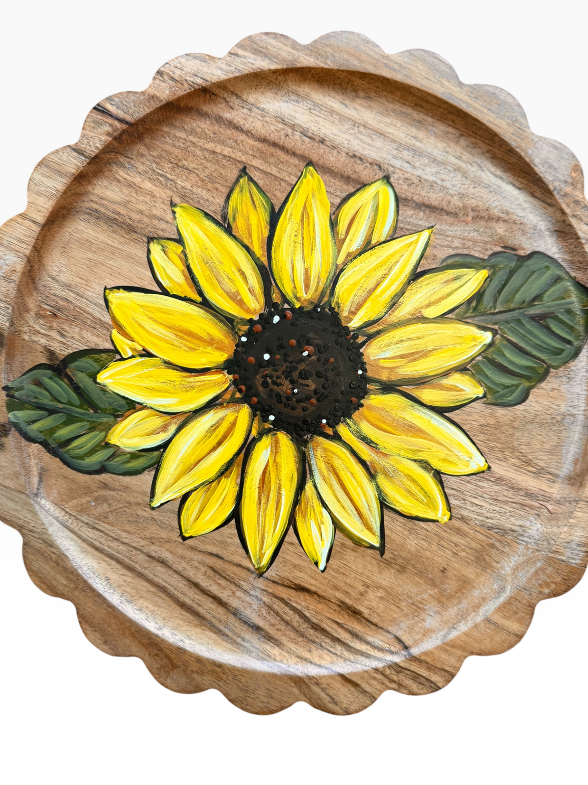 Sunflower Scalloped Circle Tray