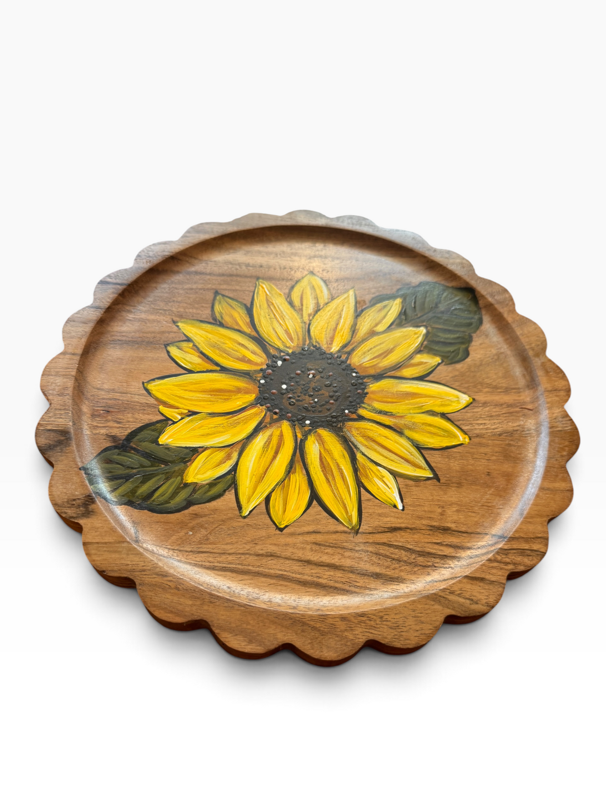 Sunflower Scalloped Circle Tray