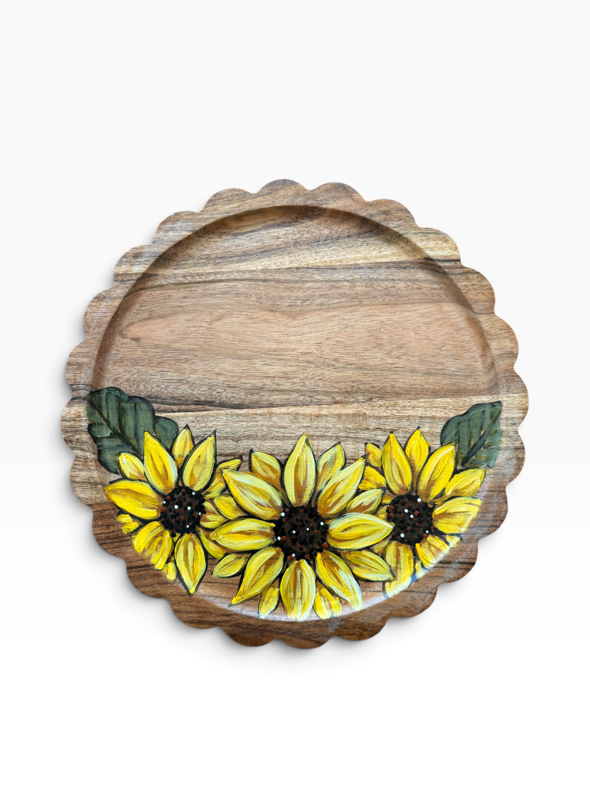 Sunflower Scalloped Circle Tray