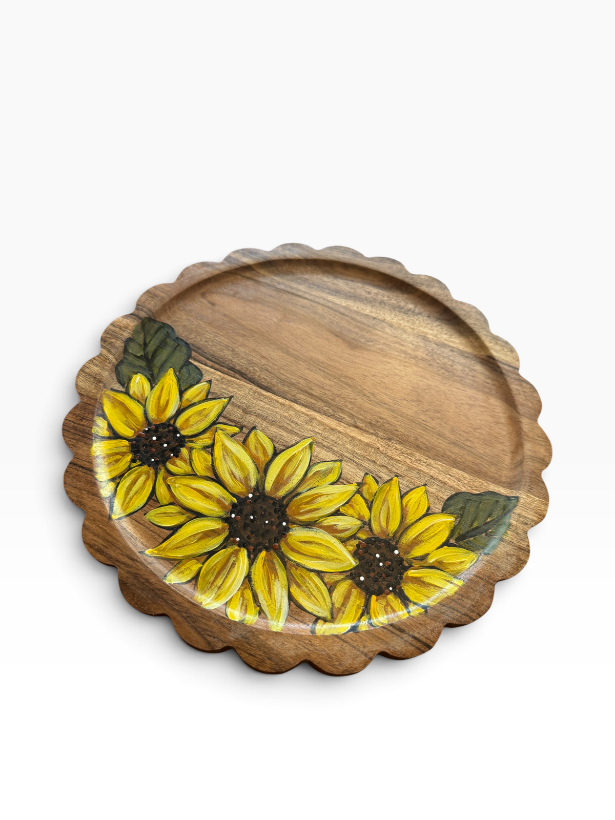 Sunflower Scalloped Circle Tray