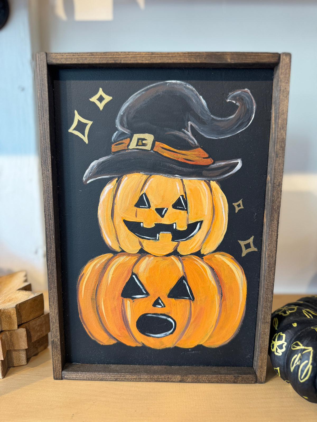 Witchy Pumpkin Painted Sign