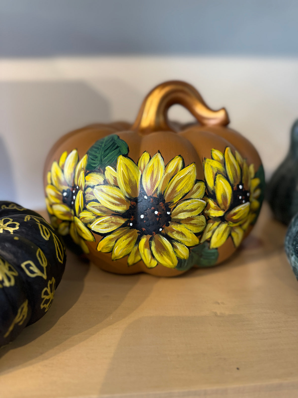 10" Large Ceramic Sunflower Painted