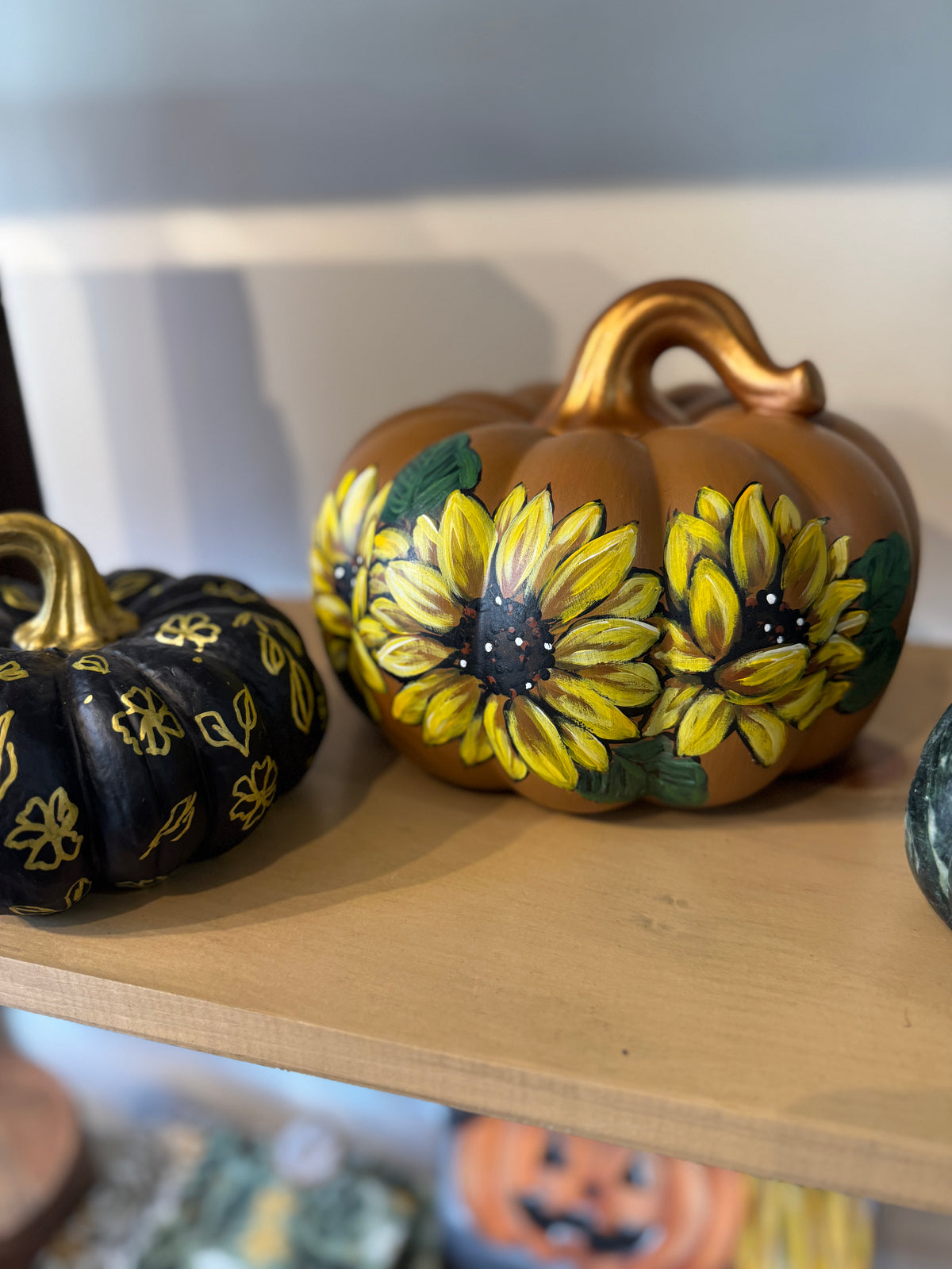 10" Large Ceramic Sunflower Painted