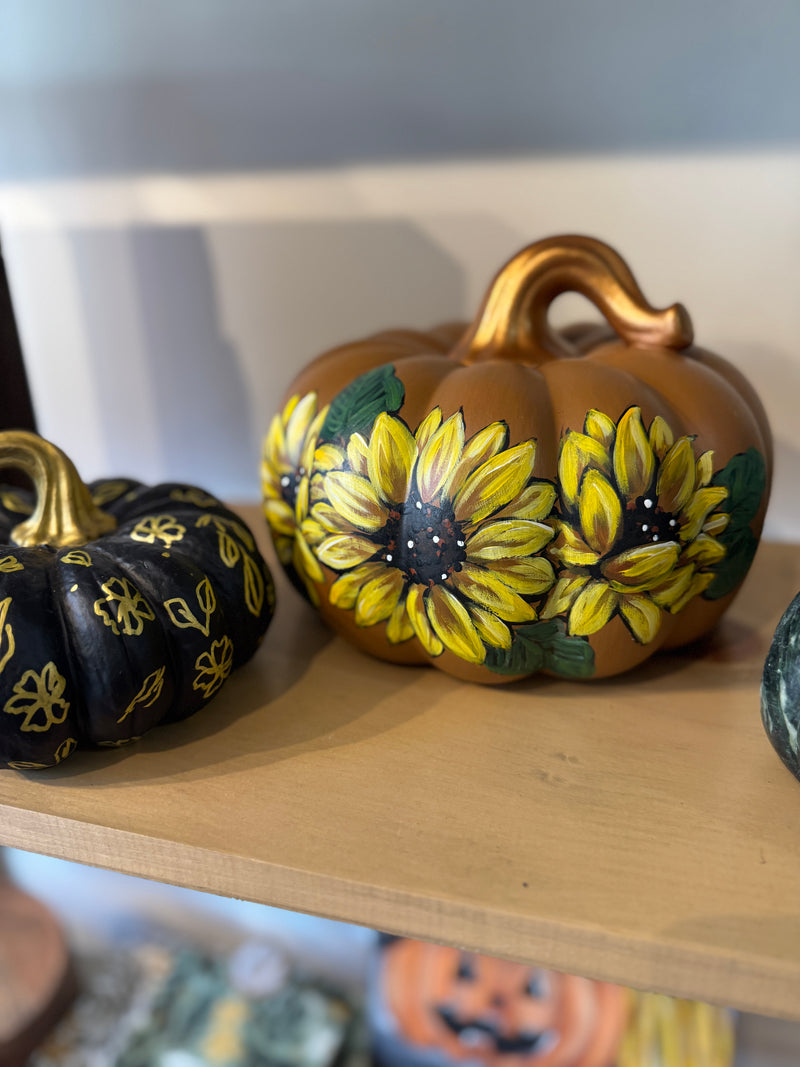 10" Large Ceramic Sunflower Painted