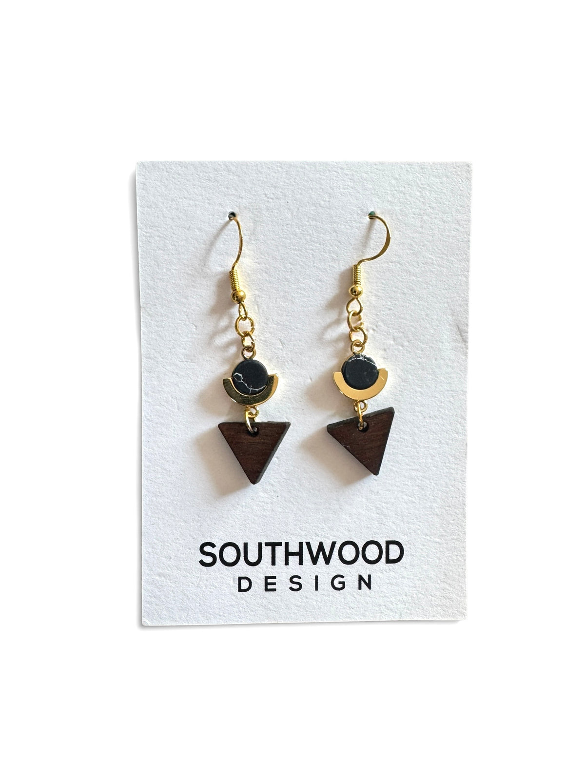 Black Marble Dangle Earrings