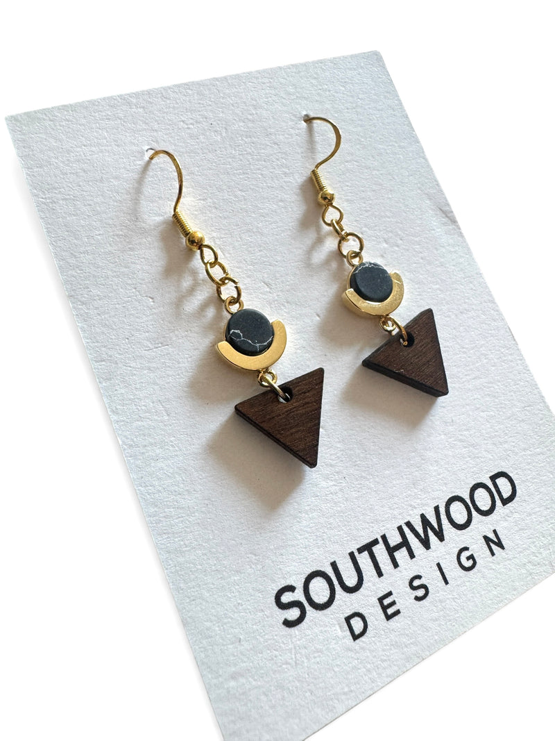 Black Marble Dangle Earrings