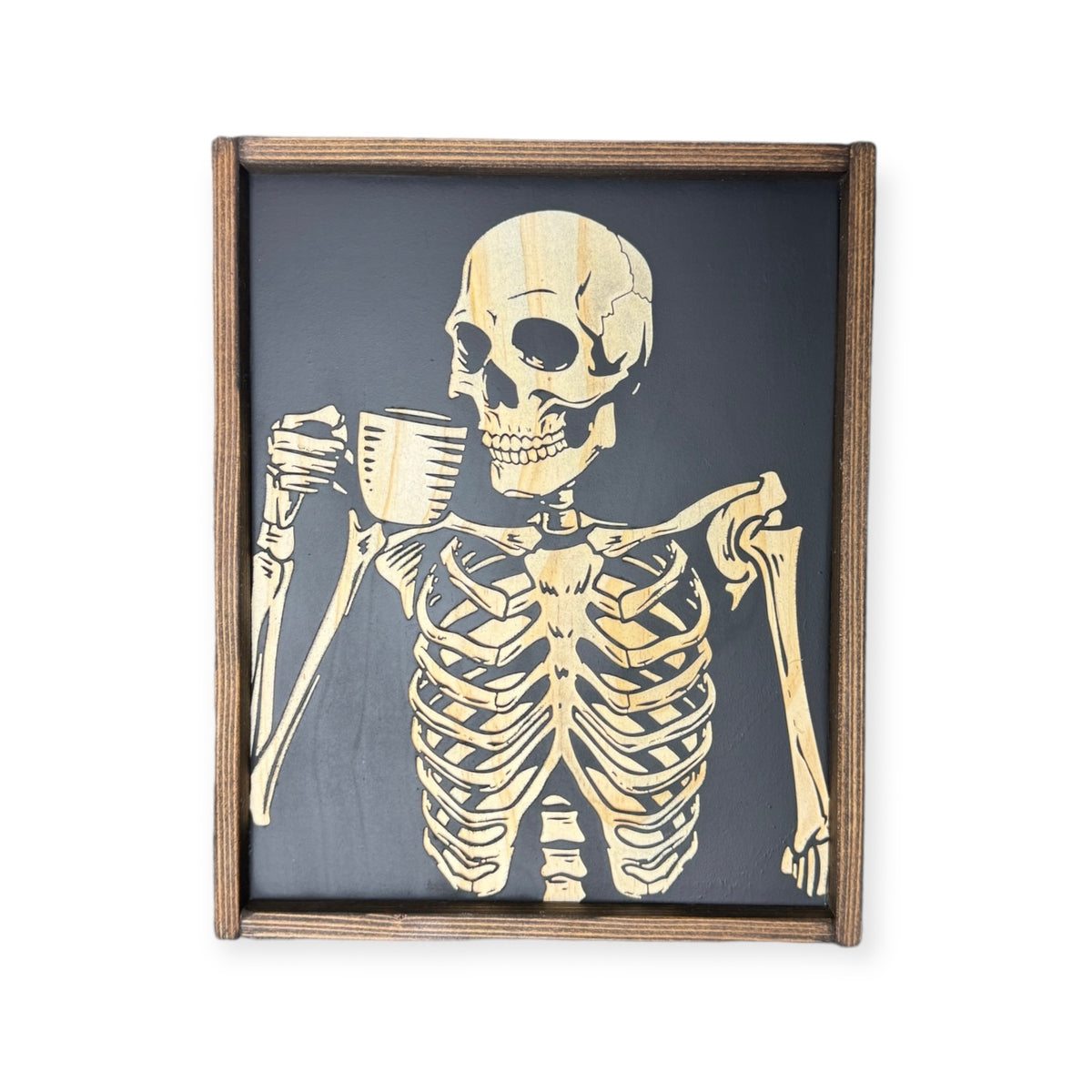 10X12" Skelly Coffee Carved Sign