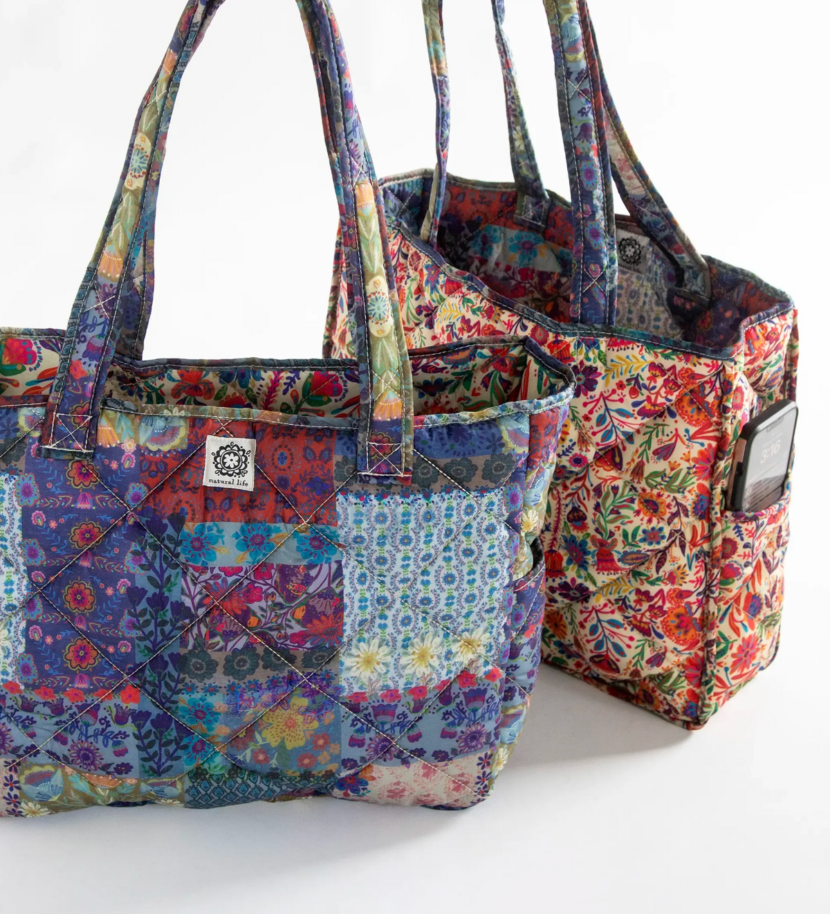 Reversible Puffy Tote- Mandala Patch