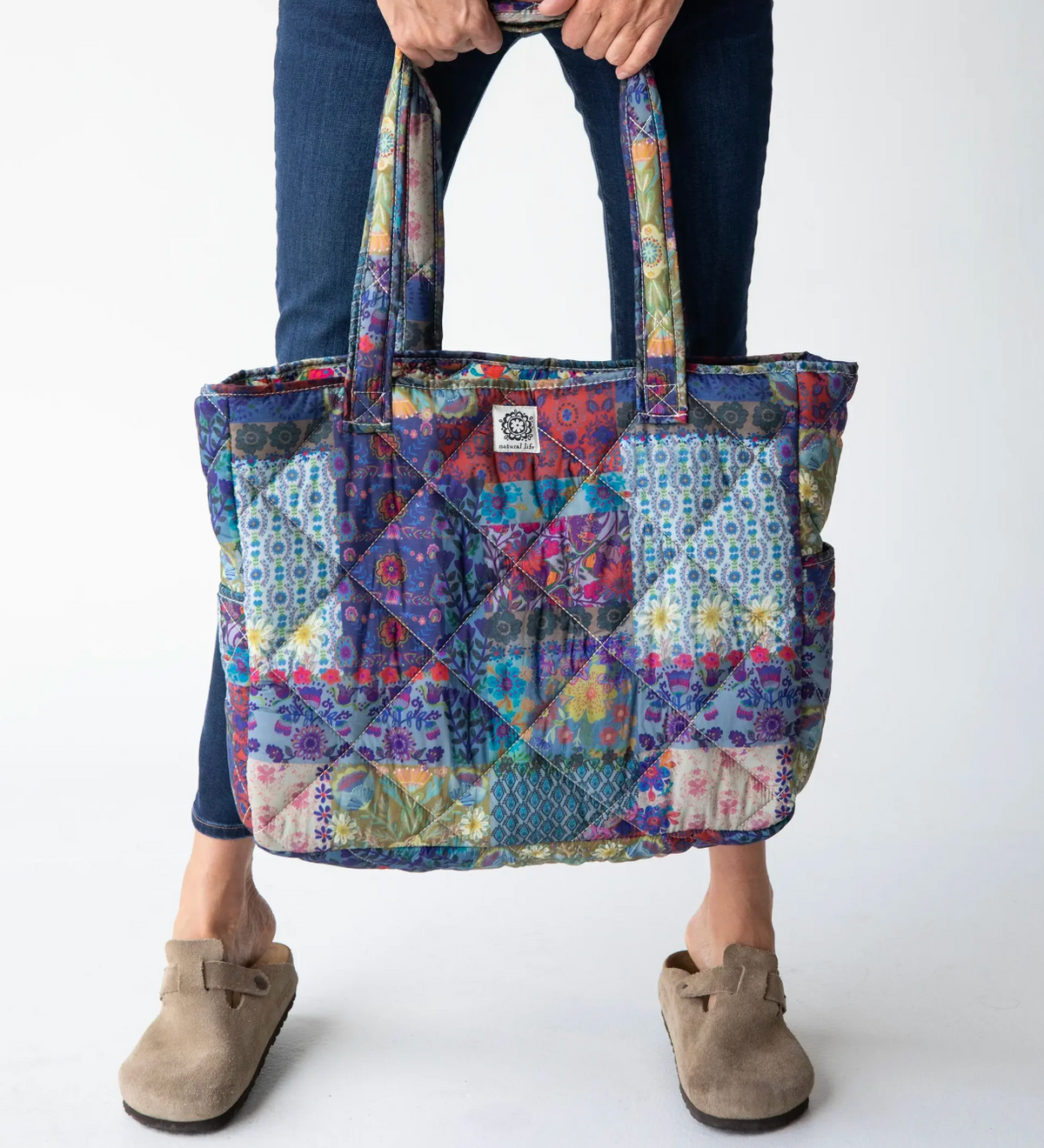 Reversible Puffy Tote- Mandala Patch