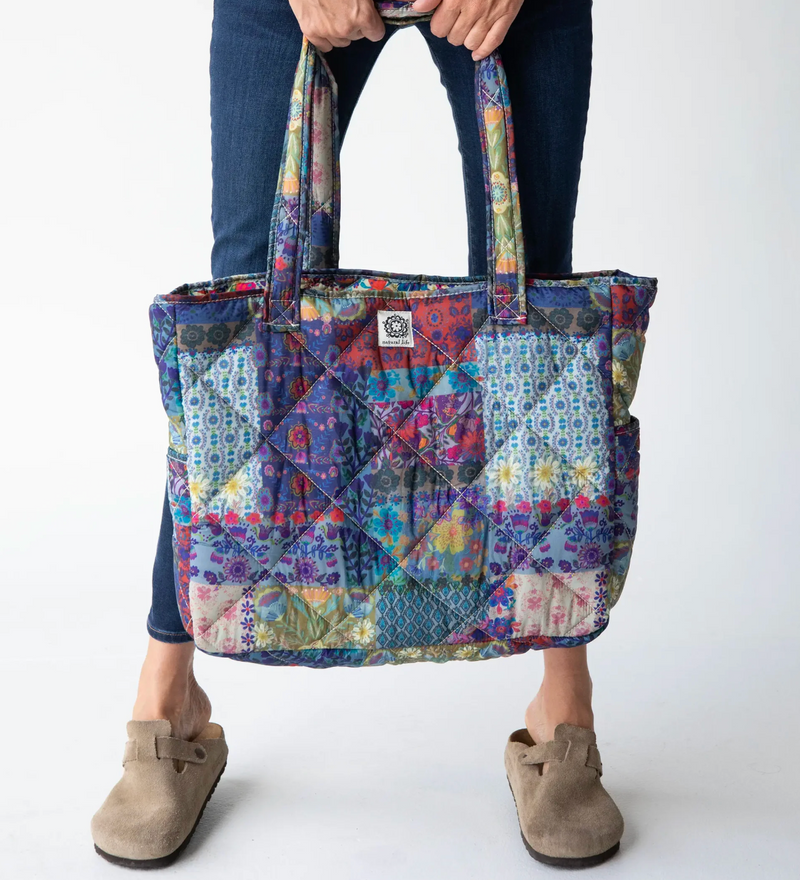 Reversible Puffy Tote- Mandala Patch