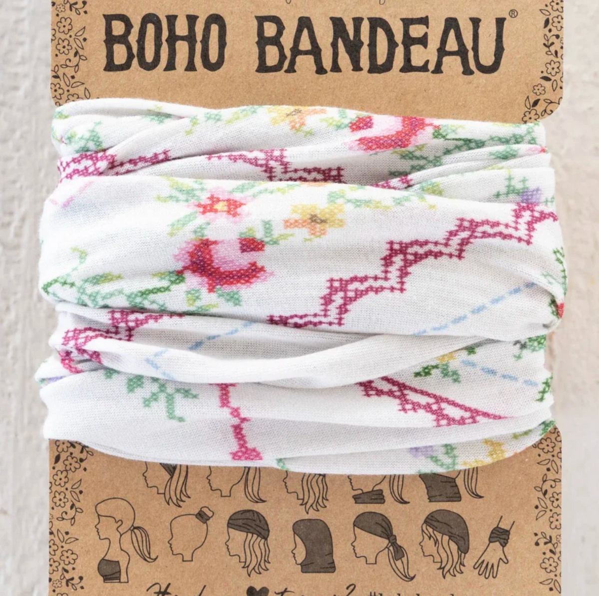 Boho Bandeau- Ivory Cross Stitch