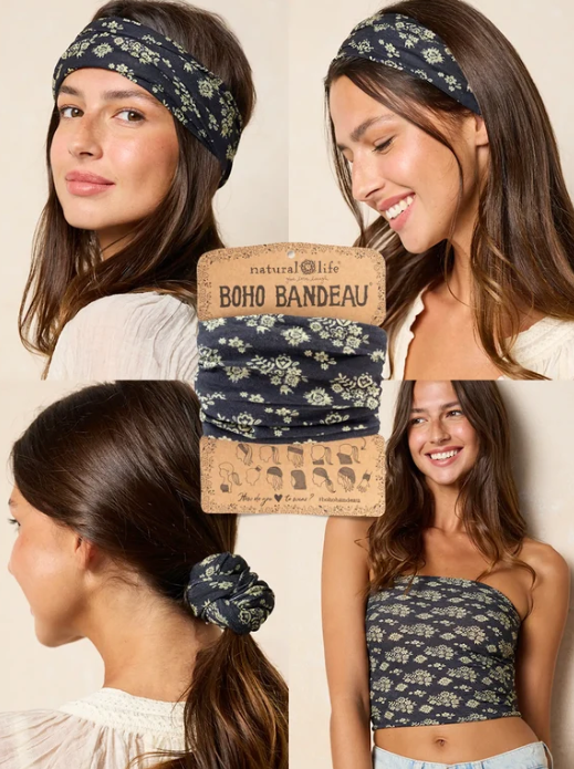 Boho Bandeau- Black Mandalas