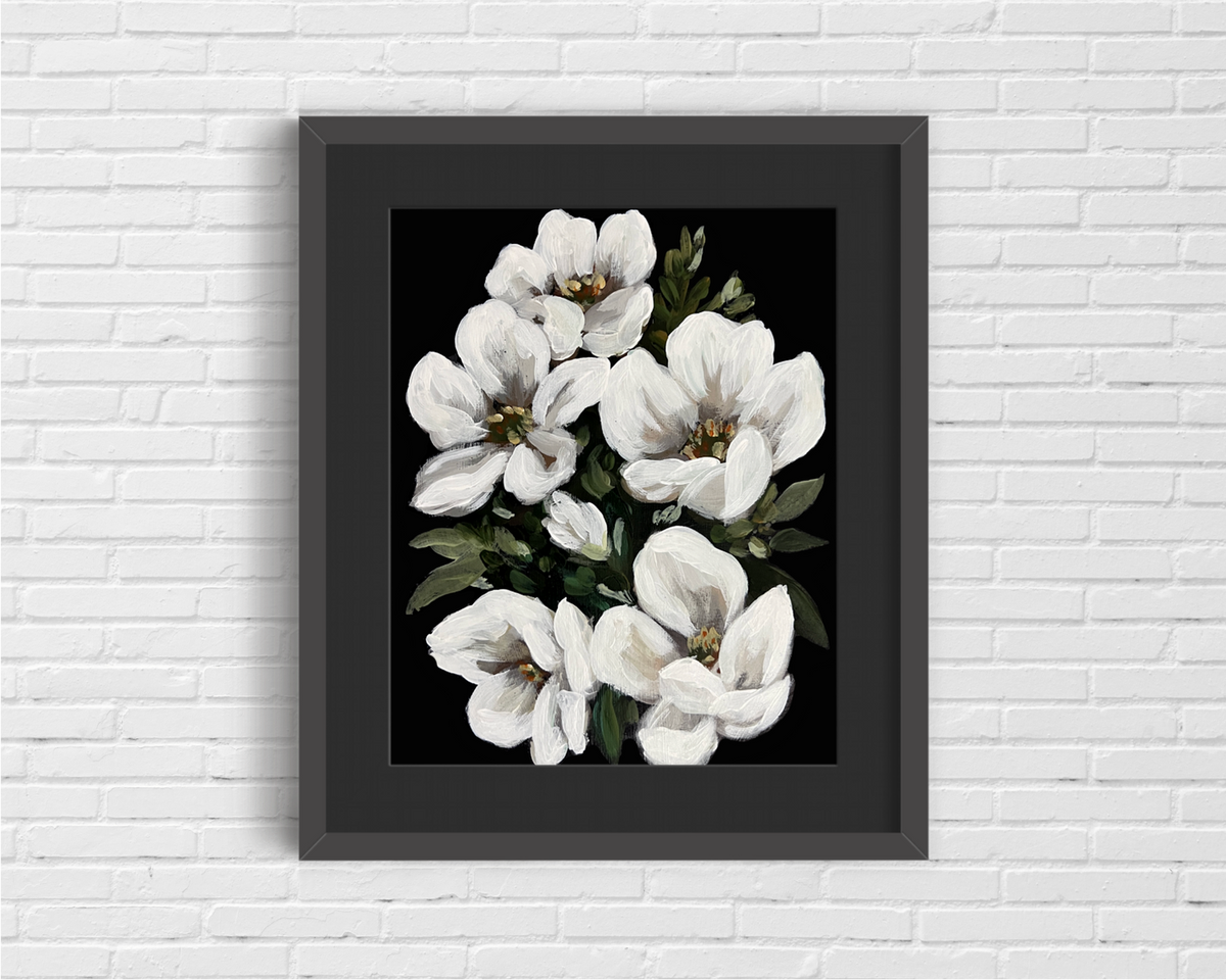 "White Magnolias" Art Print