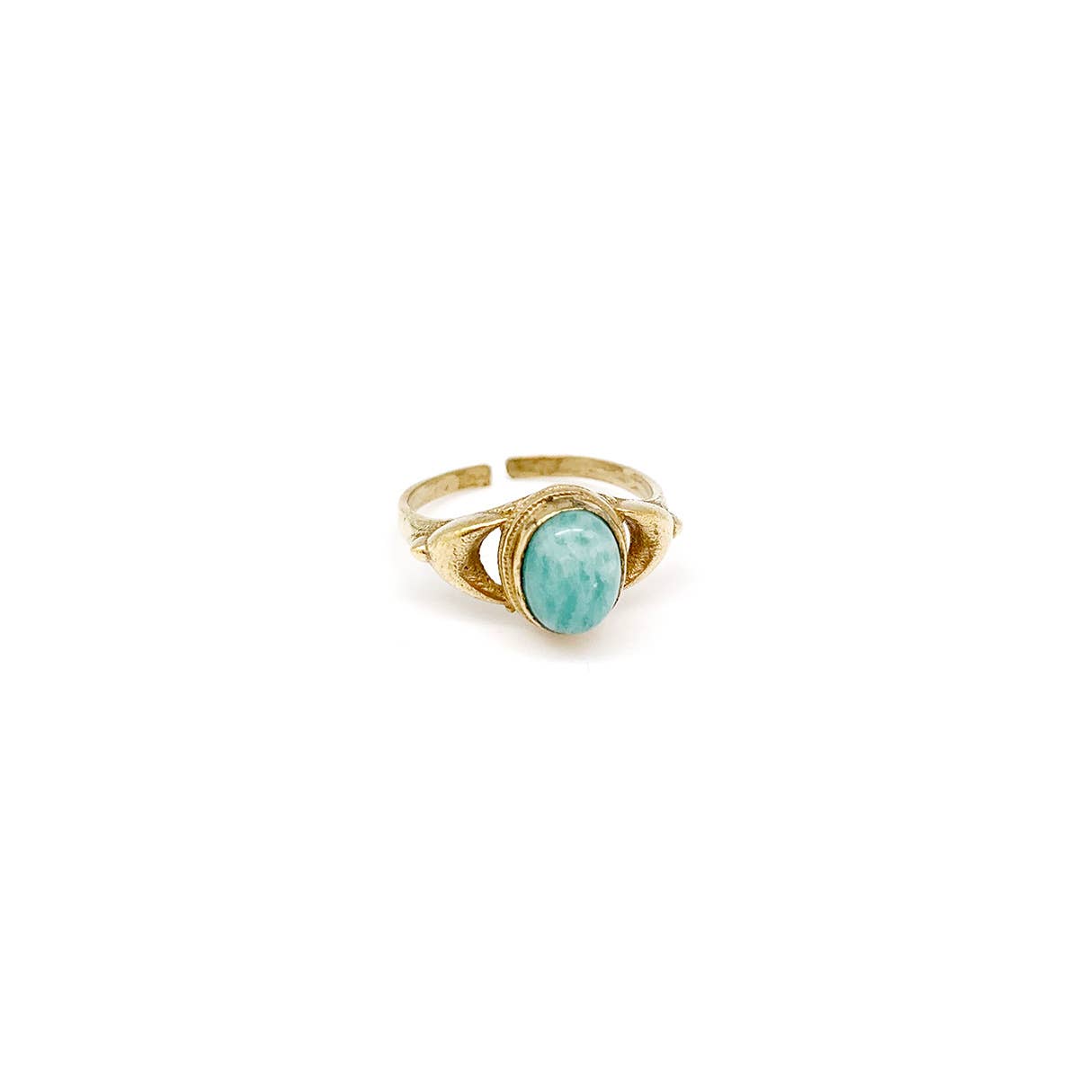 Gold Oval Ring with Amazonite