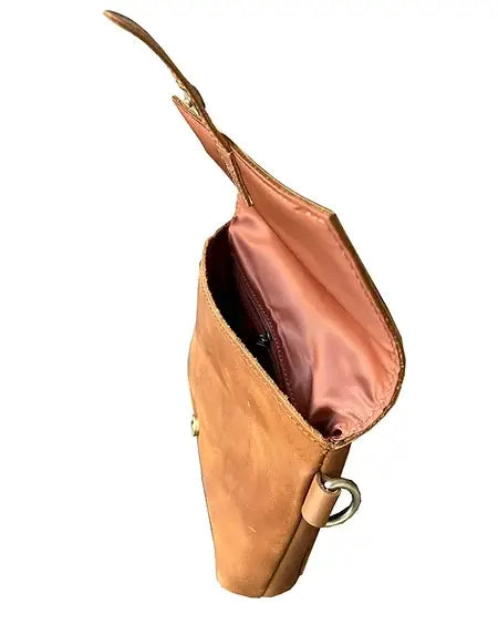 Genuine Leather Crossbody Snap Flap Bag- 2 Color Options