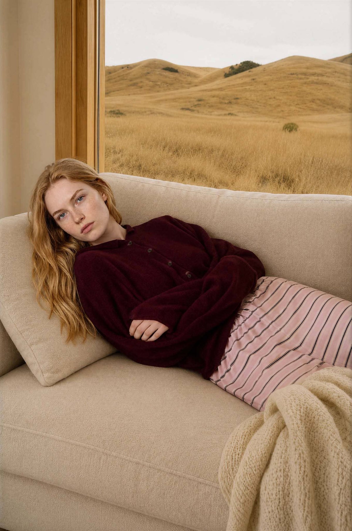 Lightweight Burgundy Button Cardigan