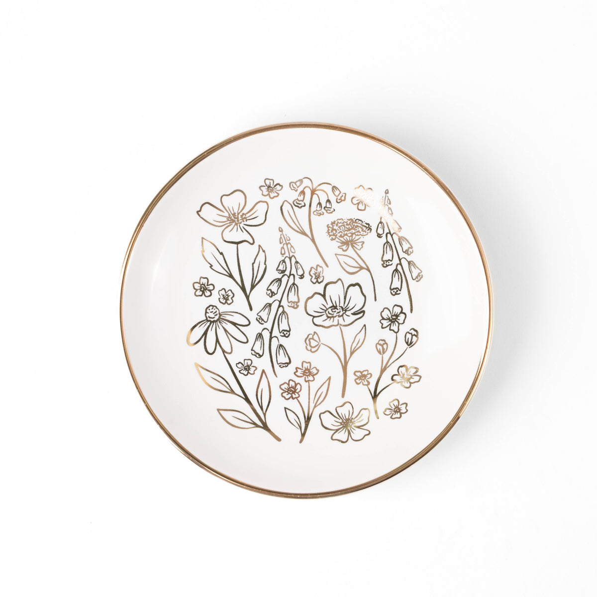 Gold Floral Circular Trinket Dish