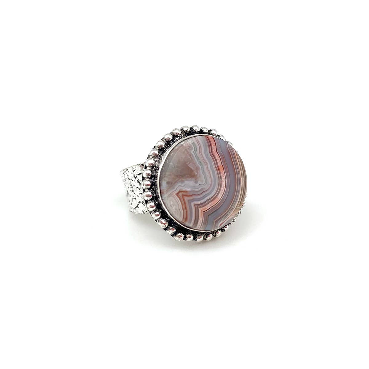 Semiprecious Stone Ring - Crazy Lace Agate