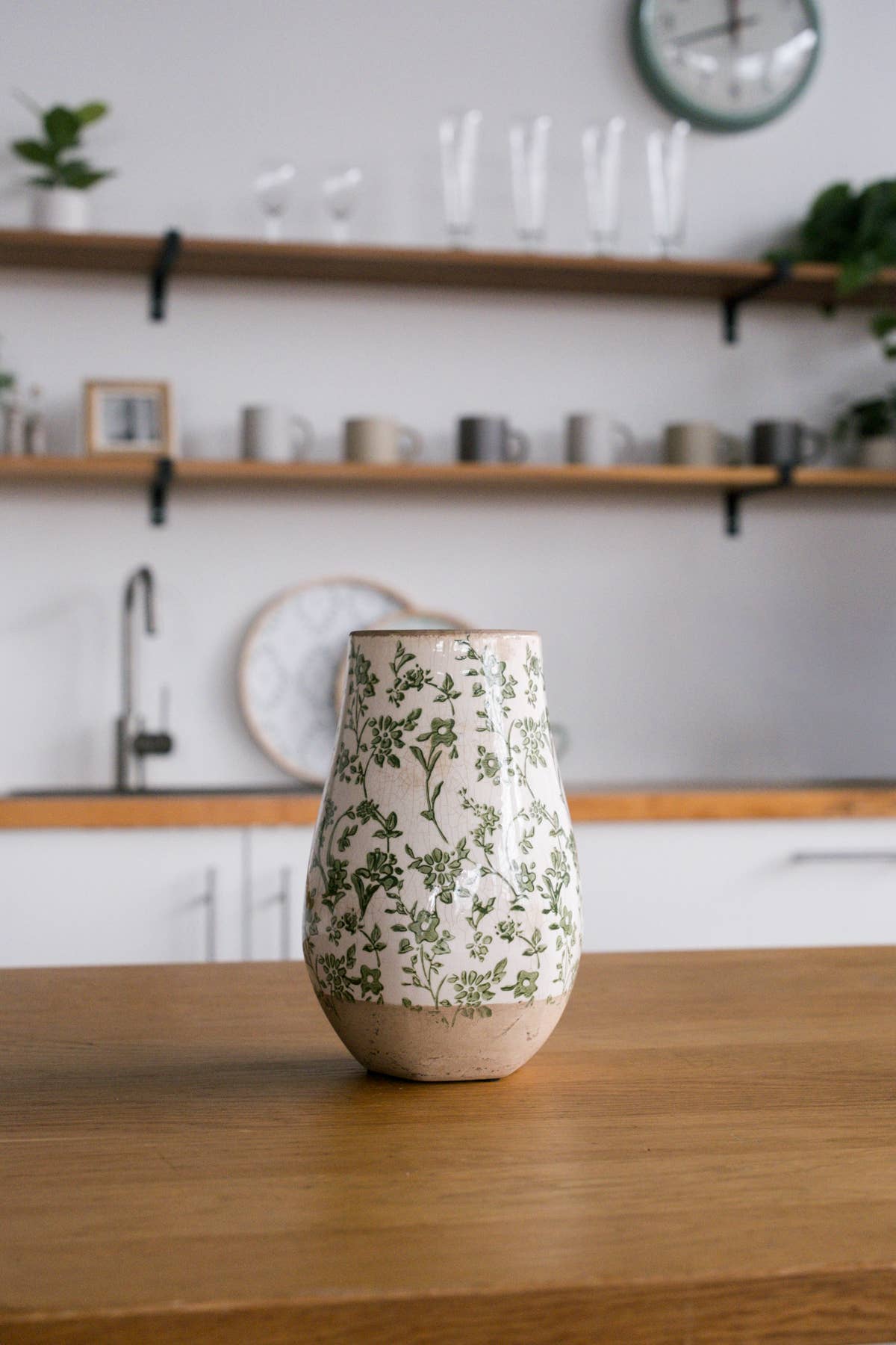Cottage Bloom Green Floral Vase