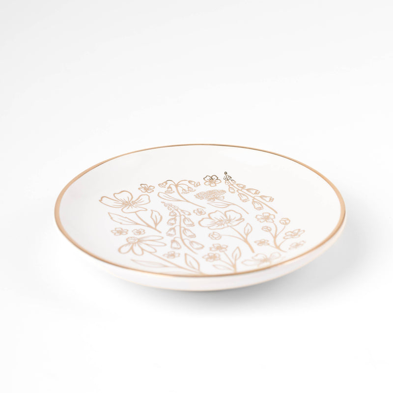 Gold Floral Circular Trinket Dish