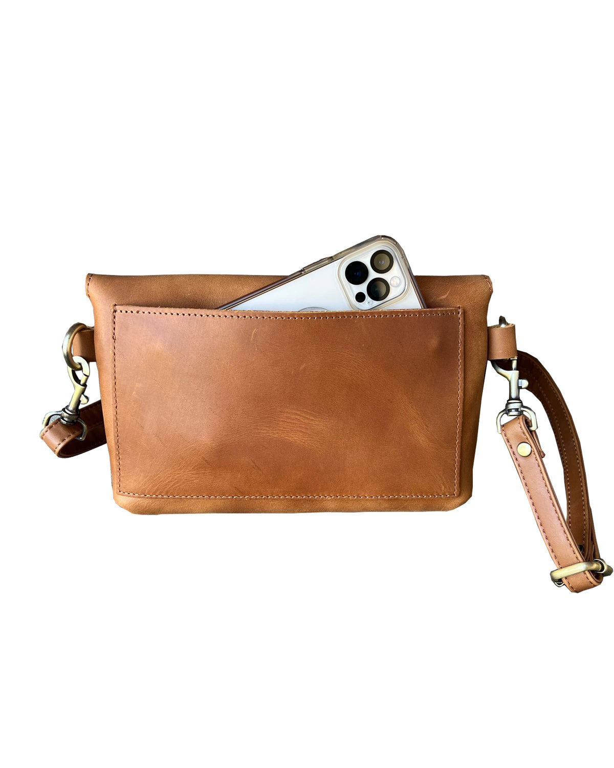 Genuine Leather Crossbody Snap Flap Bag- 2 Color Options