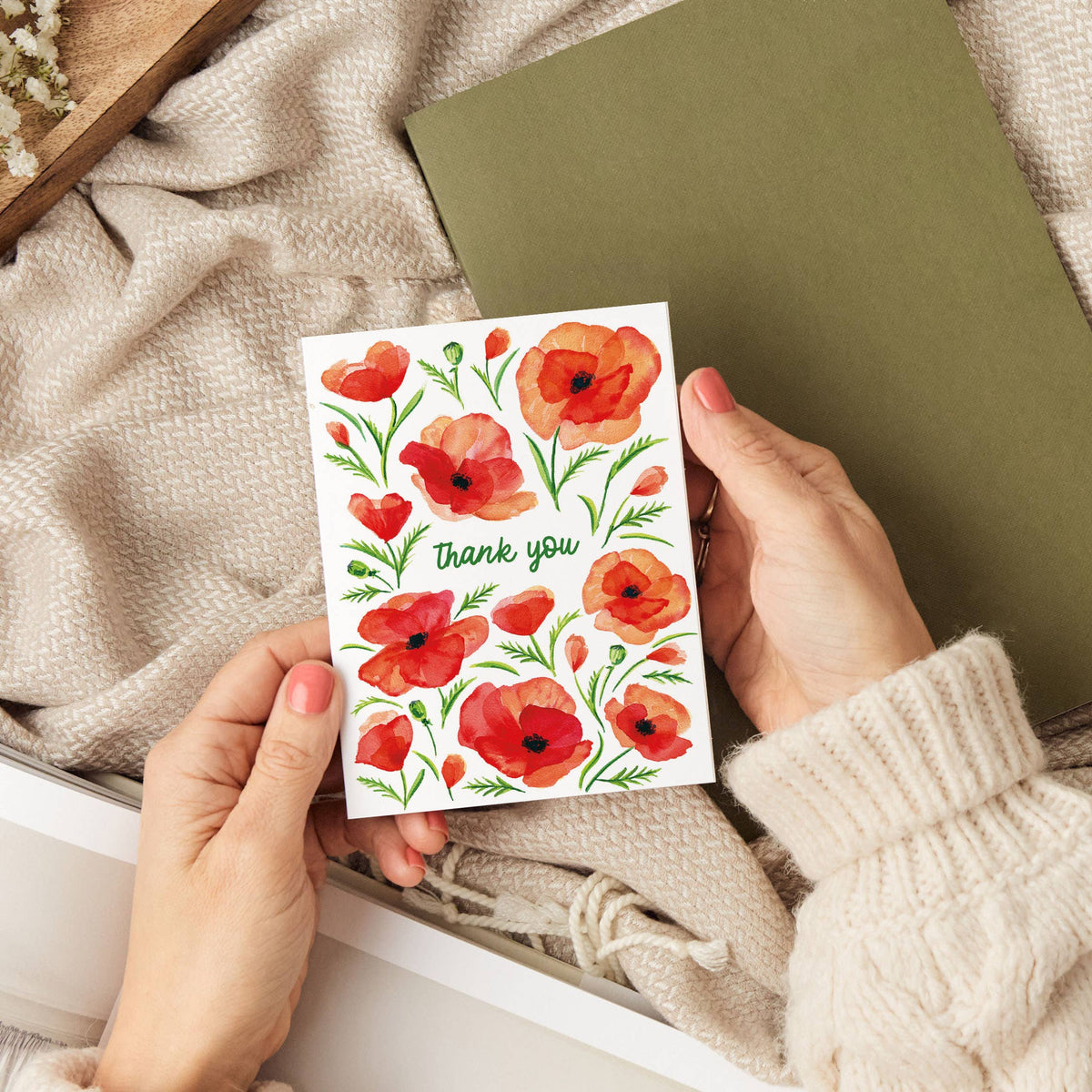 Poppy Thank You Card | Red Poppies Floral Thank You Card