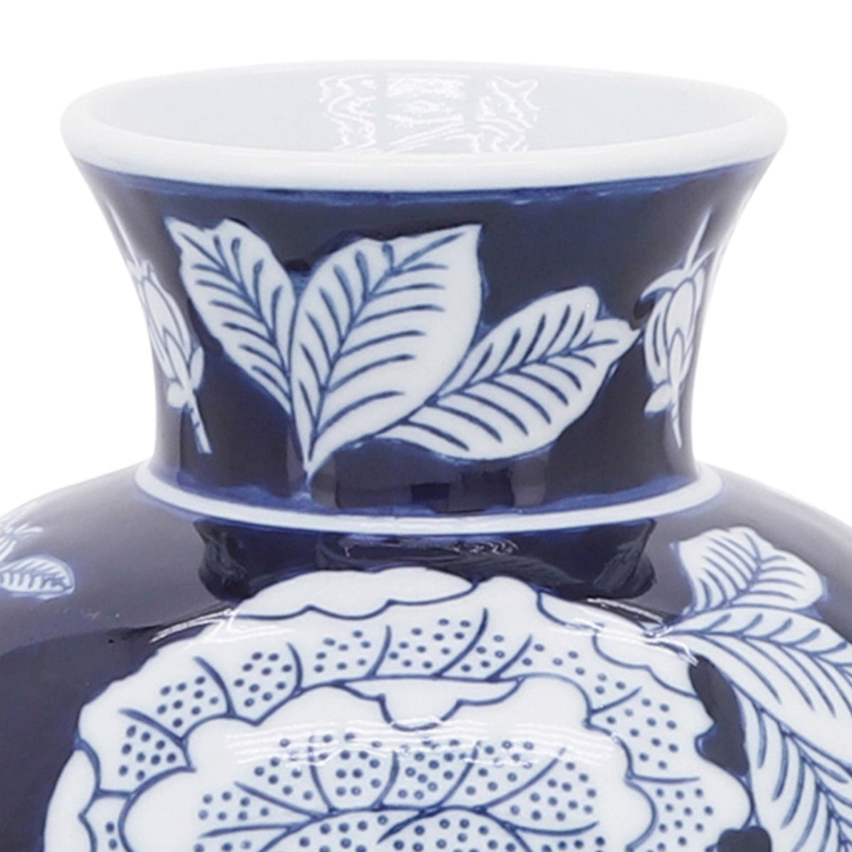 Blue Ceramic Floral Chinoiserie Vase