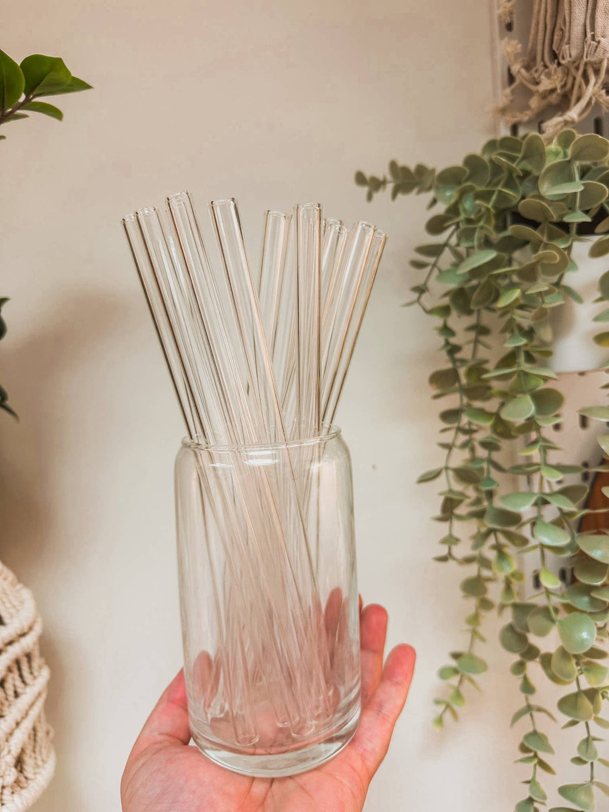 Straight Clear Glass Straw 8.5 inches