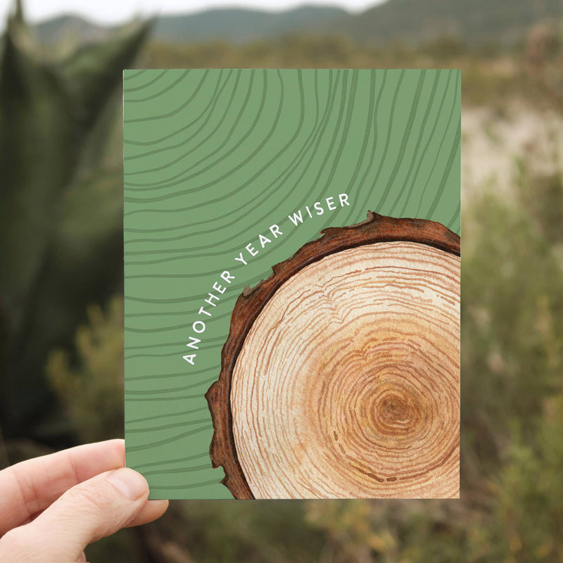 Wiser Birthday Card | Growing Older Tree Ring Nature Design