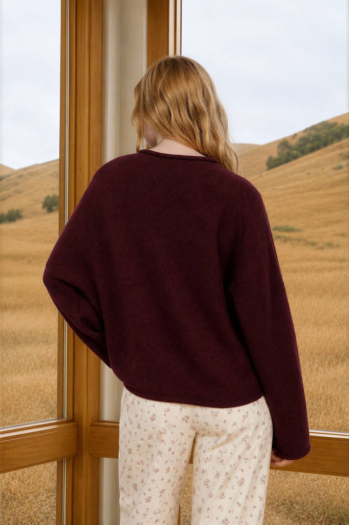 Lightweight Burgundy Button Cardigan