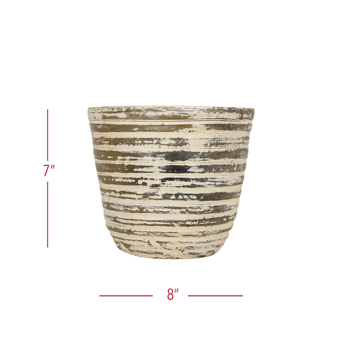 Gideon Distressed Ribbed Garden Planter Pot Cream Terracotta