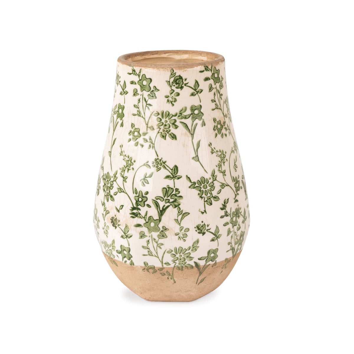 Cottage Bloom Green Floral Vase