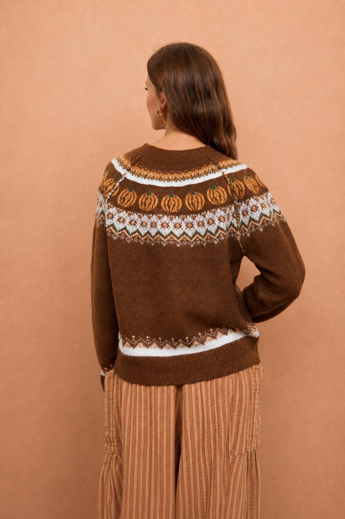 Pumpkin Fair Isle Brown Sweater