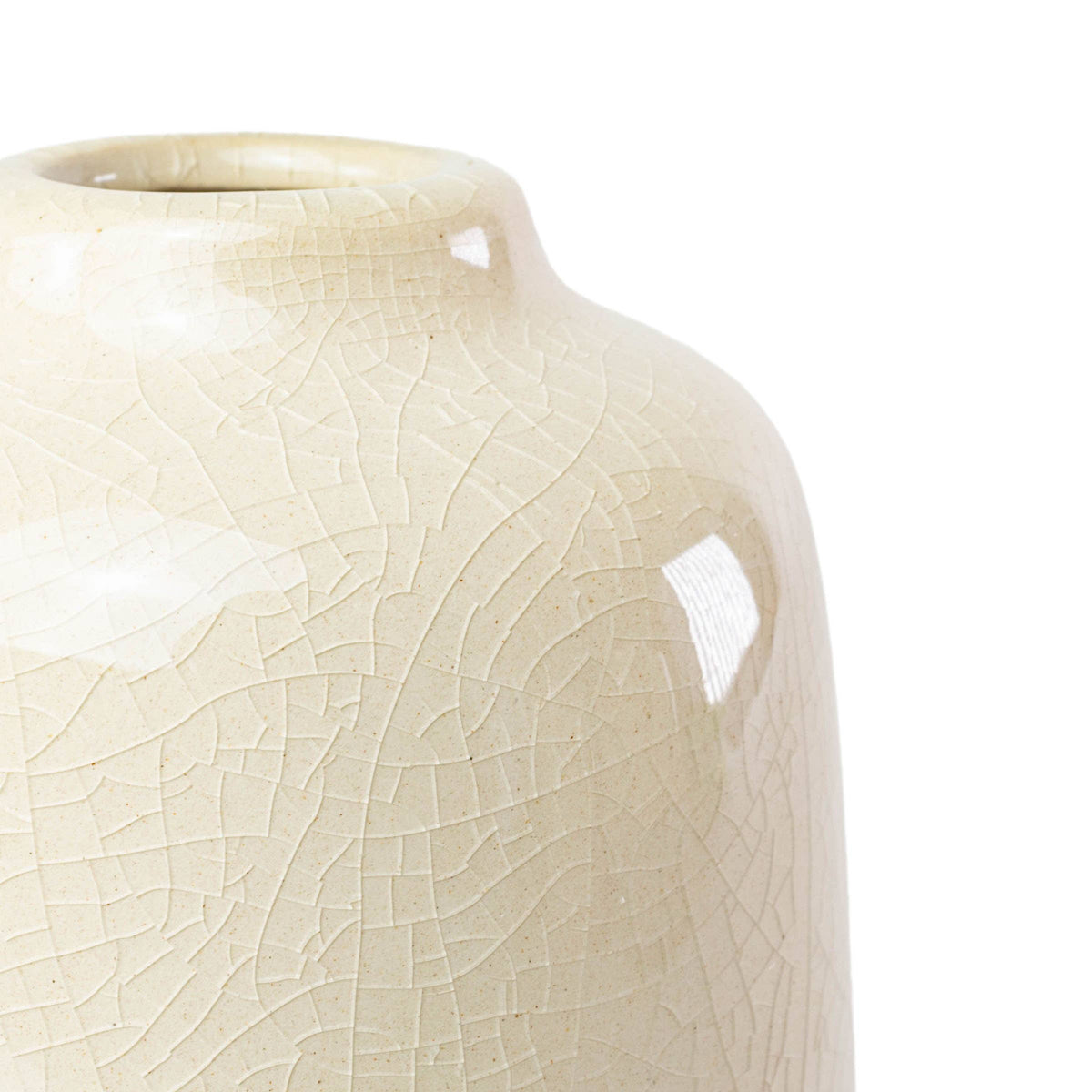 White Crackle and Red Ceramic Vase