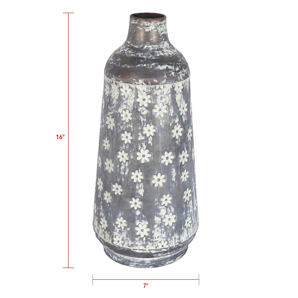 Rustic Floral Metal Vase