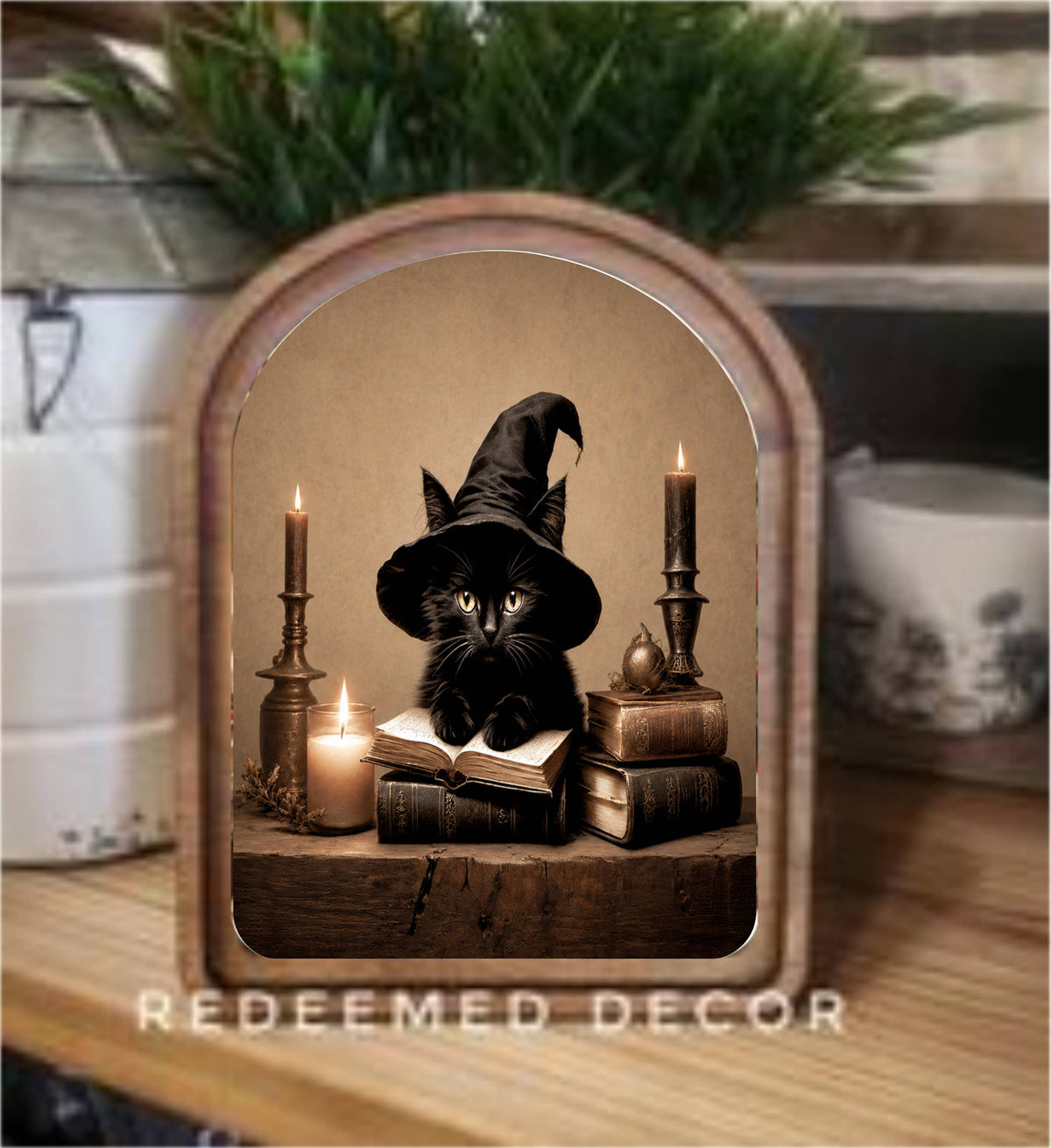 Halloween Cat Framed Art Arch